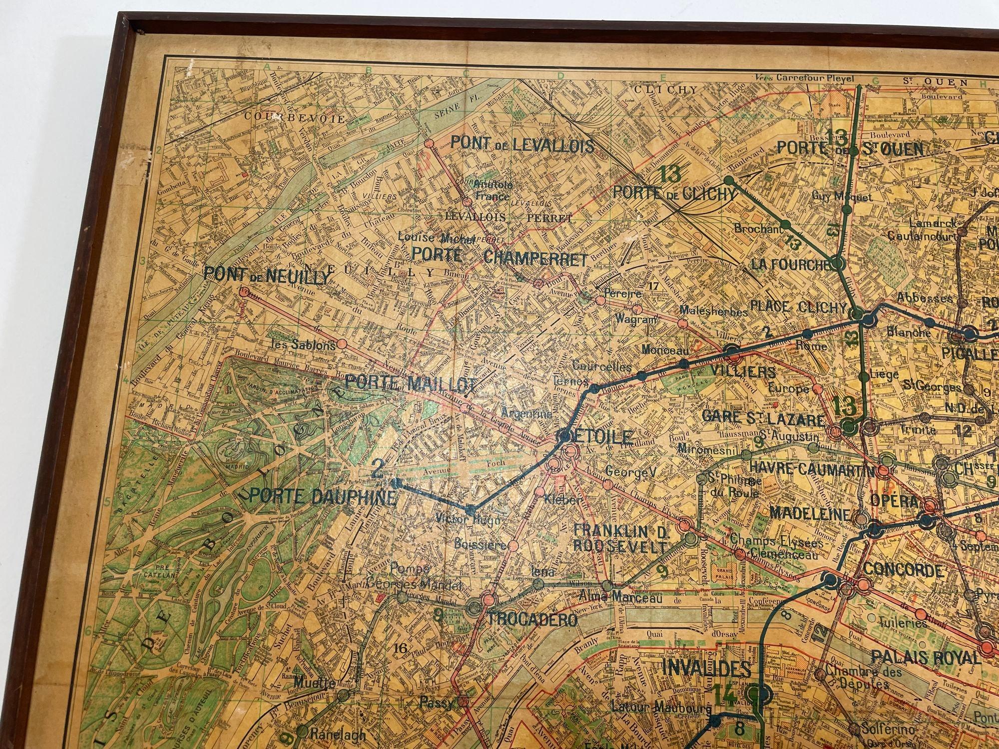 Large French Paris Metro Map 1960s For Sale 6