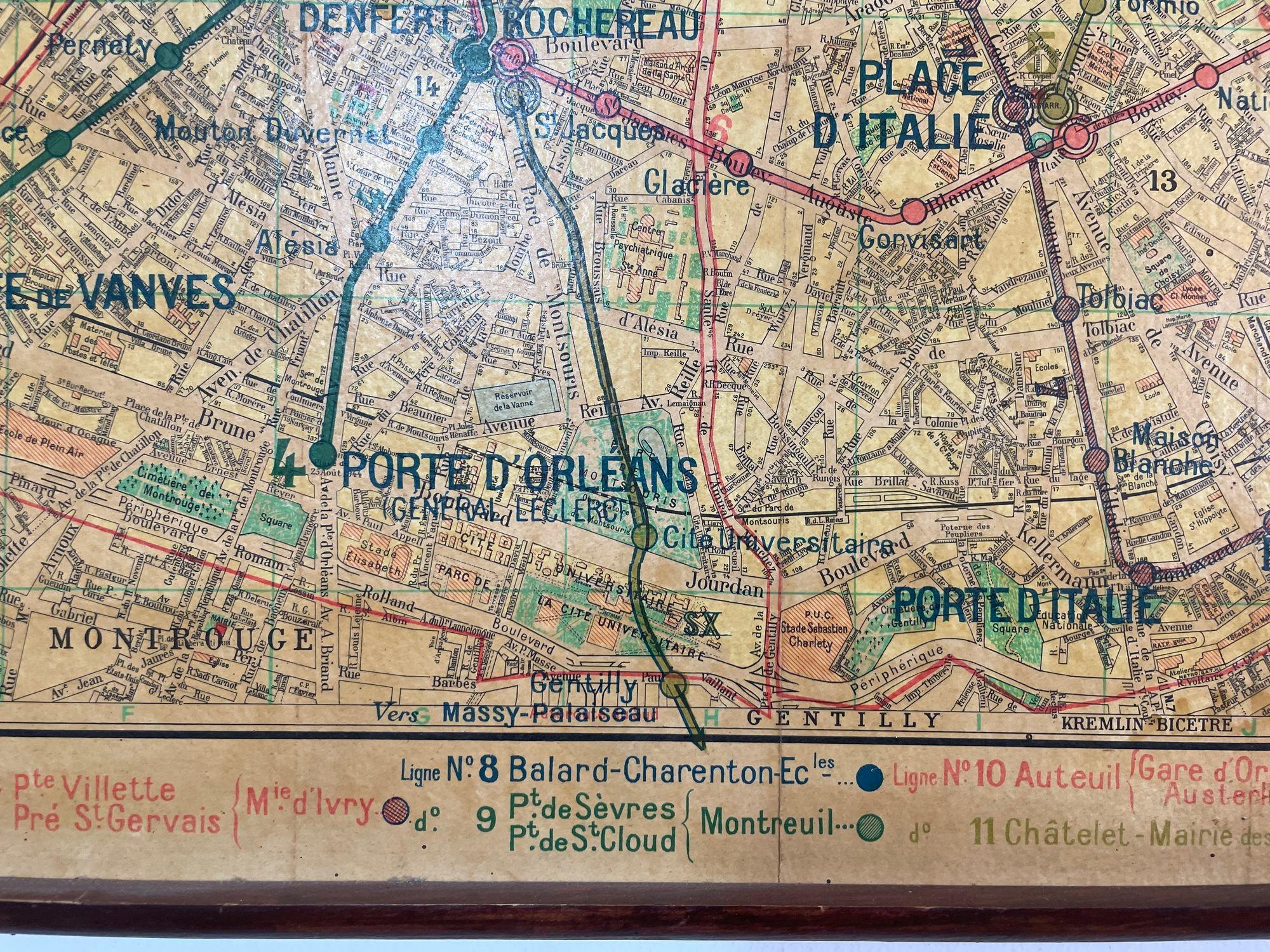 Large French Paris Metro Map 1960s For Sale 7
