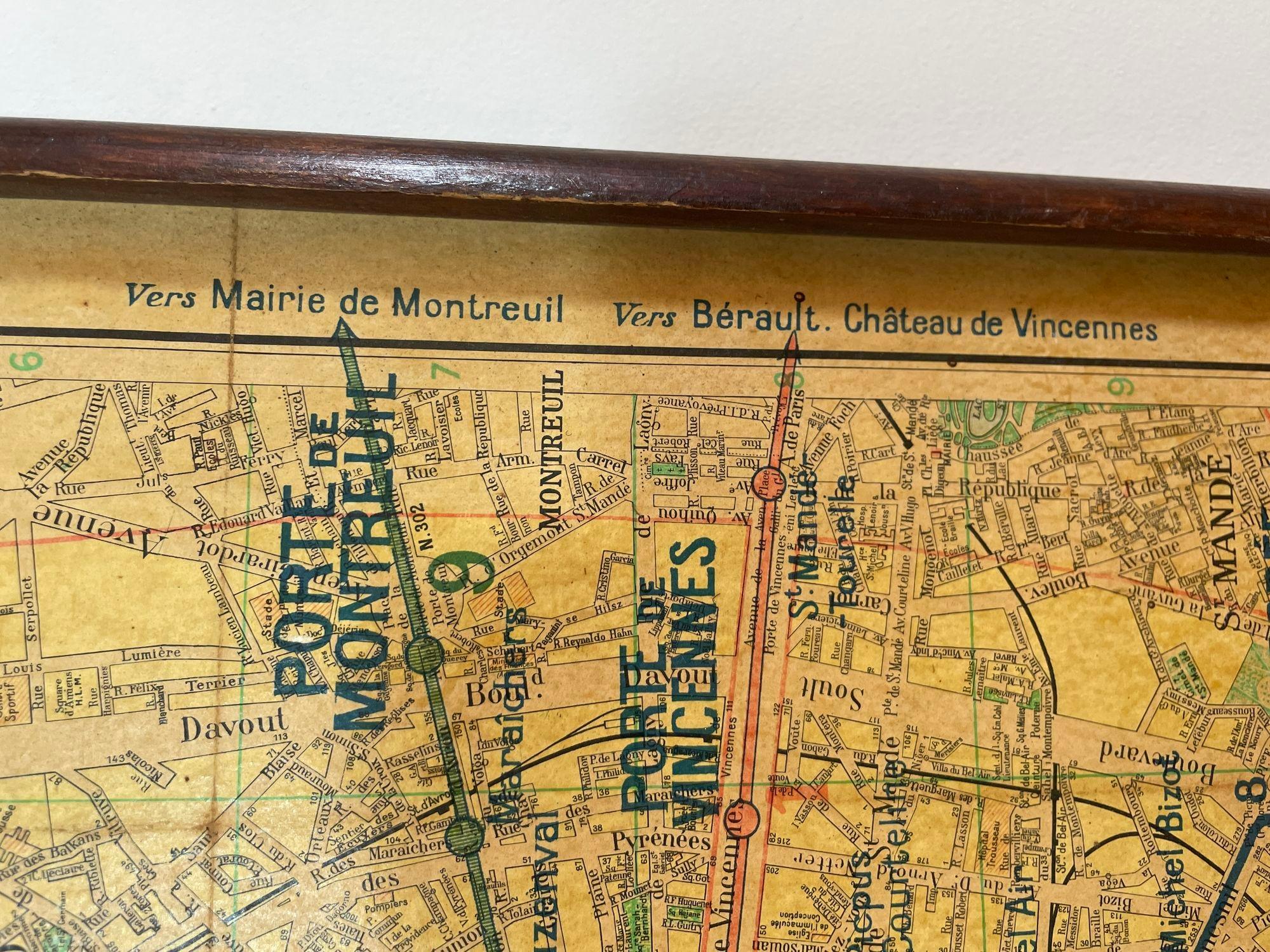 Large French Paris Metro Map 1960s For Sale 14