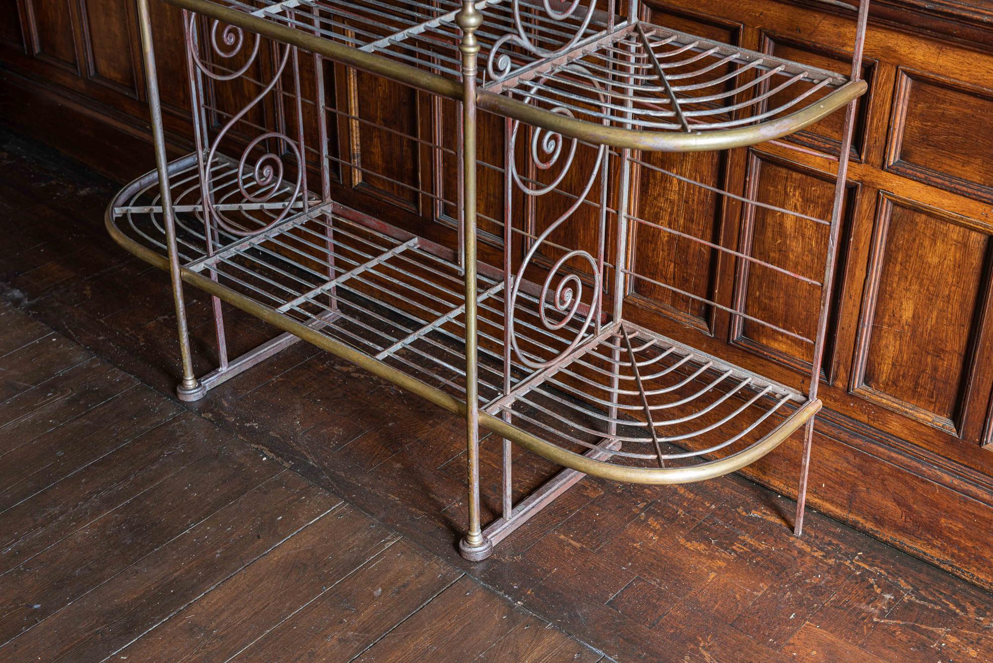 Large French Parisian Wrought Iron & Brass Boulangerie Baker's Rack, circa 1900 3