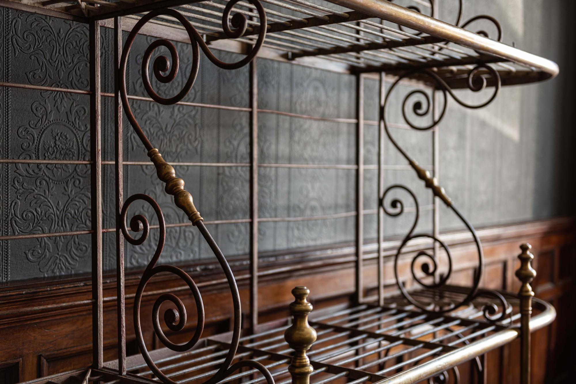 Large French Parisian Wrought Iron & Brass Boulangerie Baker's Rack, circa 1900 In Good Condition In Staffordshire, GB