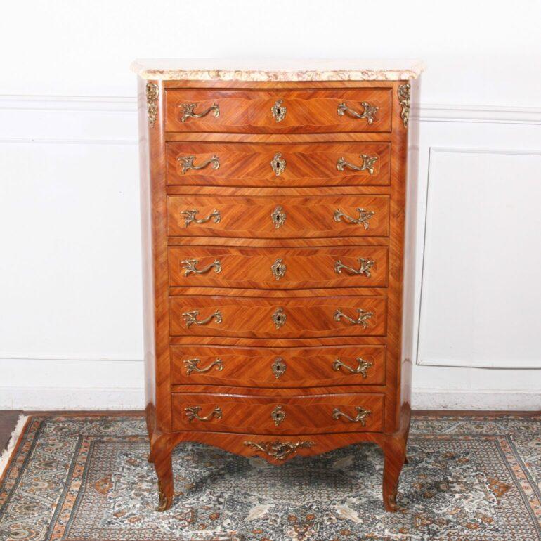 Unusual large French semainier with deeper than average drawer depth. A bit wider too. From Paris. Early 20th century.
