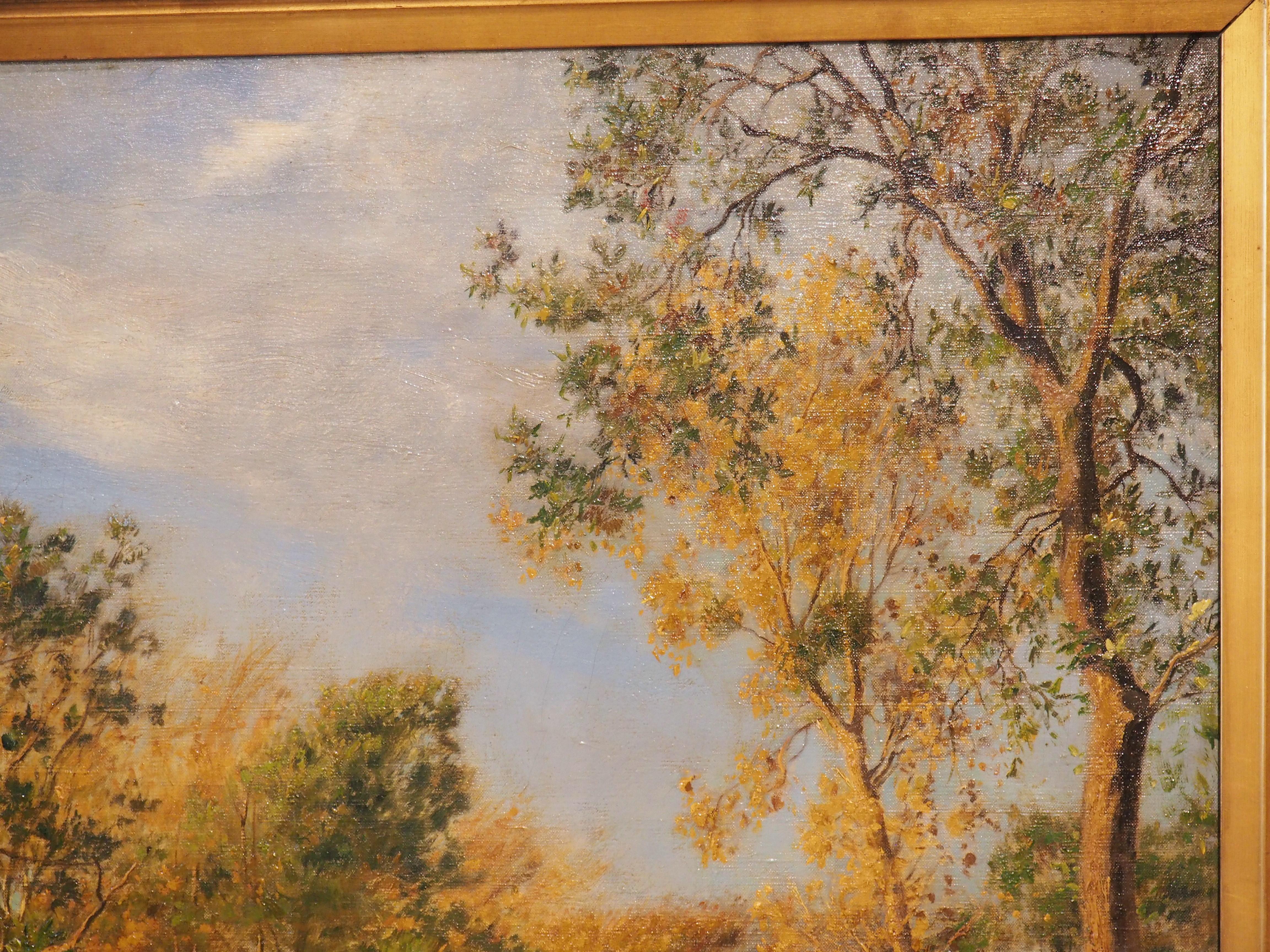 Grande olio pastorale francese su tela di Adolphe Marais 1856-1940, H. H. 64 3/8