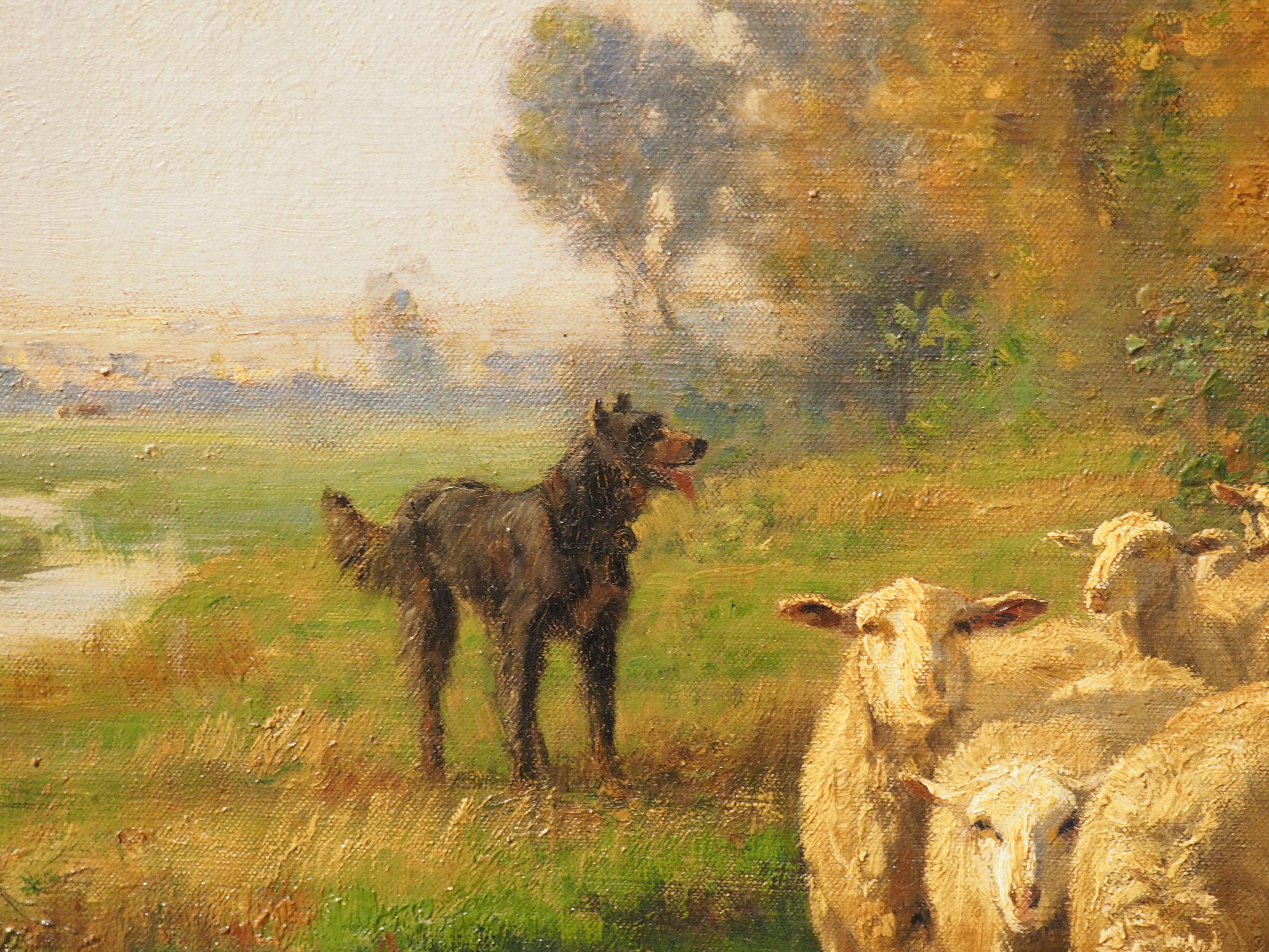 Large French Pastoral Oil on Canvas by Adolphe Marais 1856-1940, H-64 3/8 Inches For Sale 10
