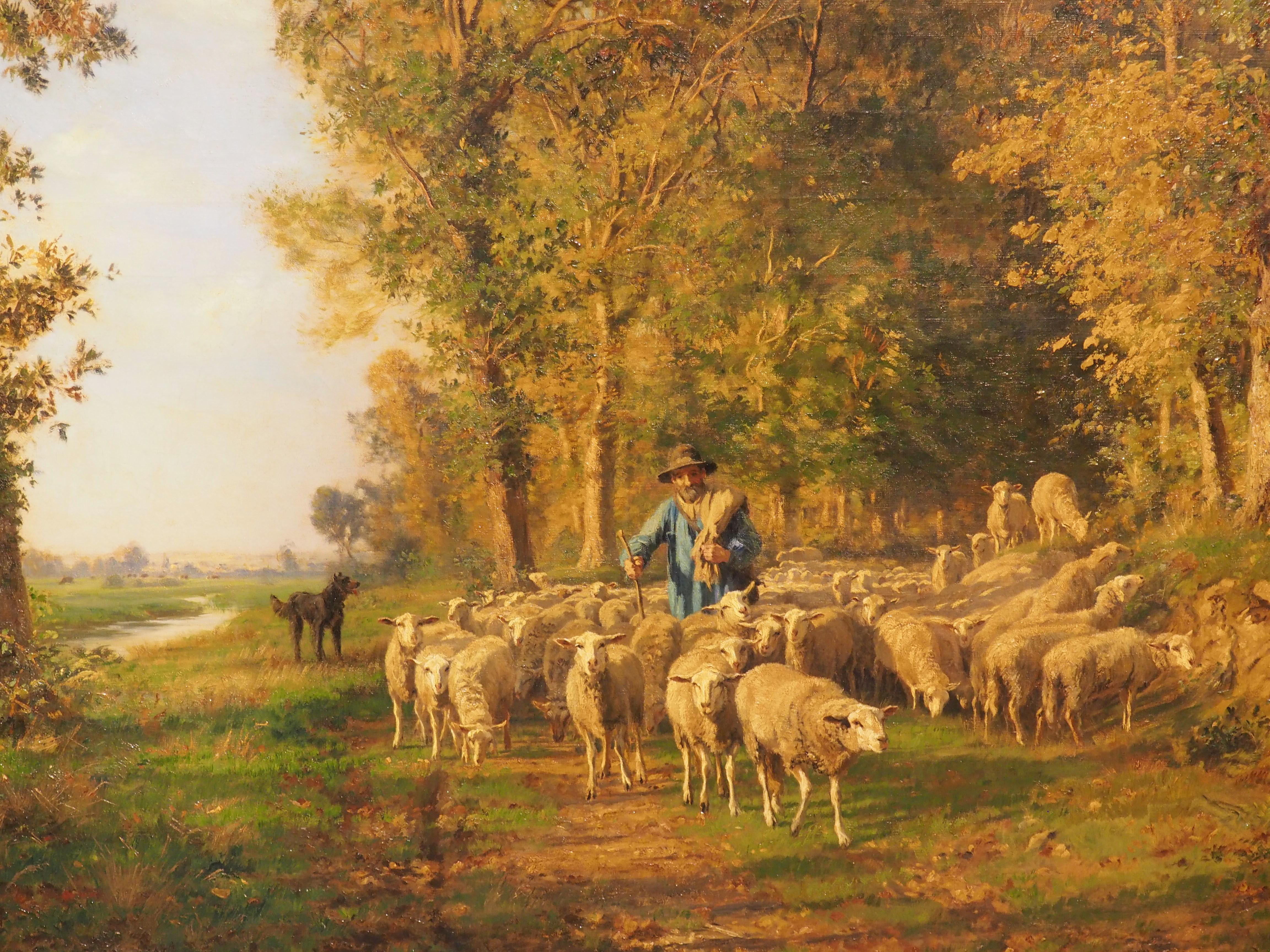 Large French Pastoral Oil on Canvas by Adolphe Marais 1856-1940, H-64 3/8 Inches For Sale 12