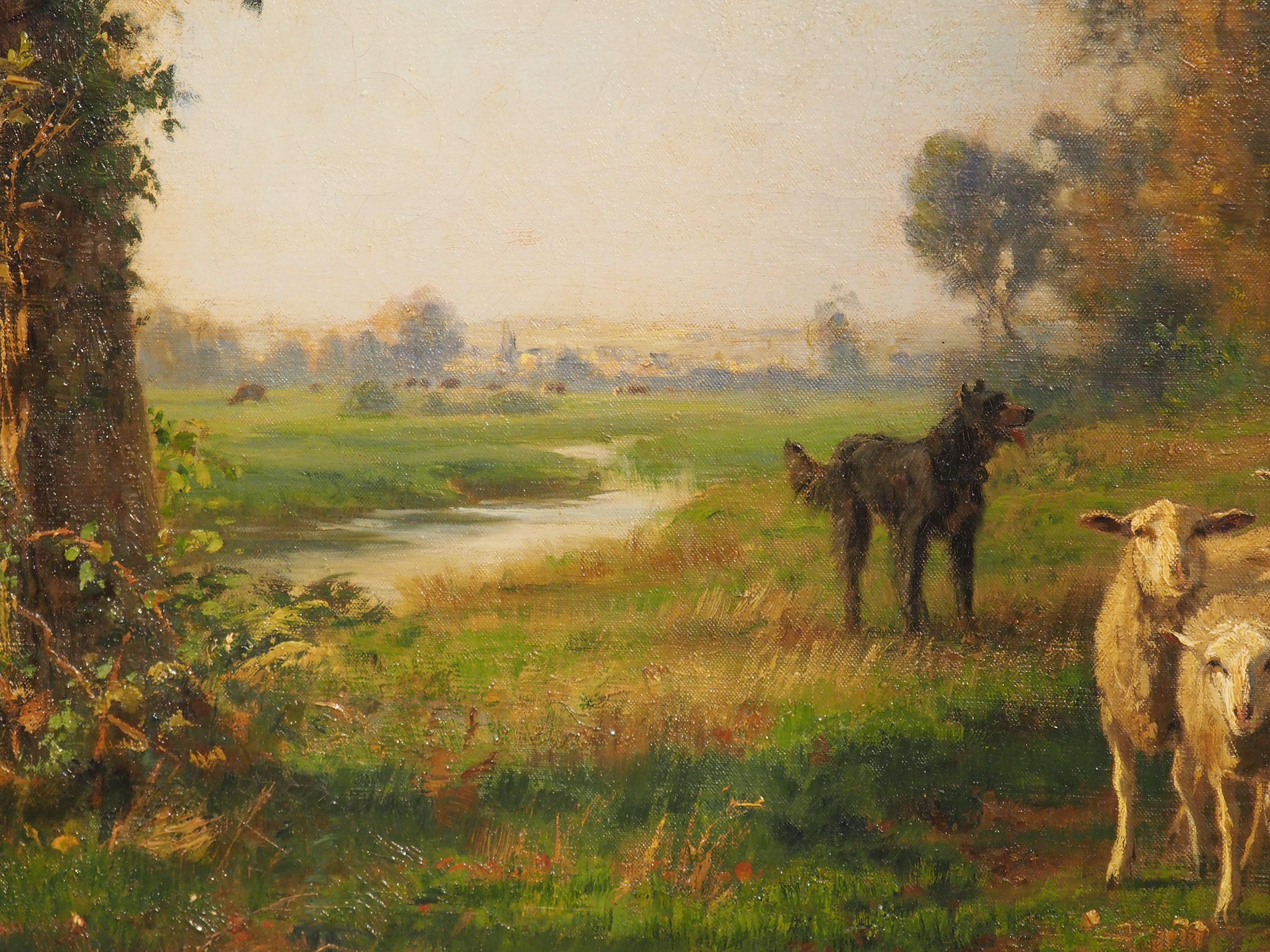Large French Pastoral Oil on Canvas by Adolphe Marais 1856-1940, H-64 3/8 Inches For Sale 2