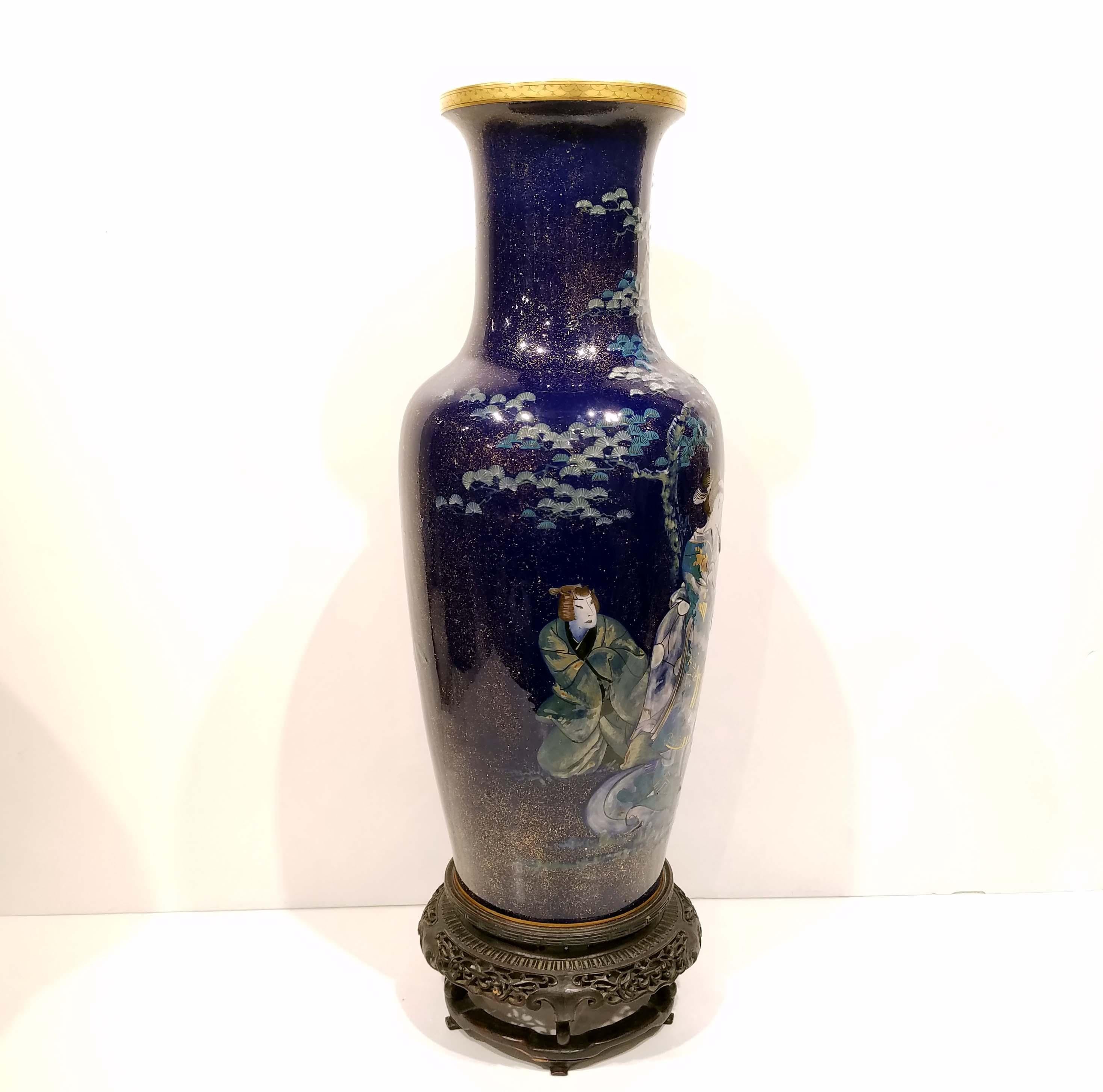 Large French Pate Sur Pate Japonisme Porcealin Vase For Sale 4