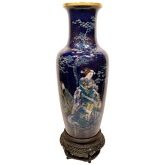 Large French Pate Sur Pate Japonisme Porcealin Vase