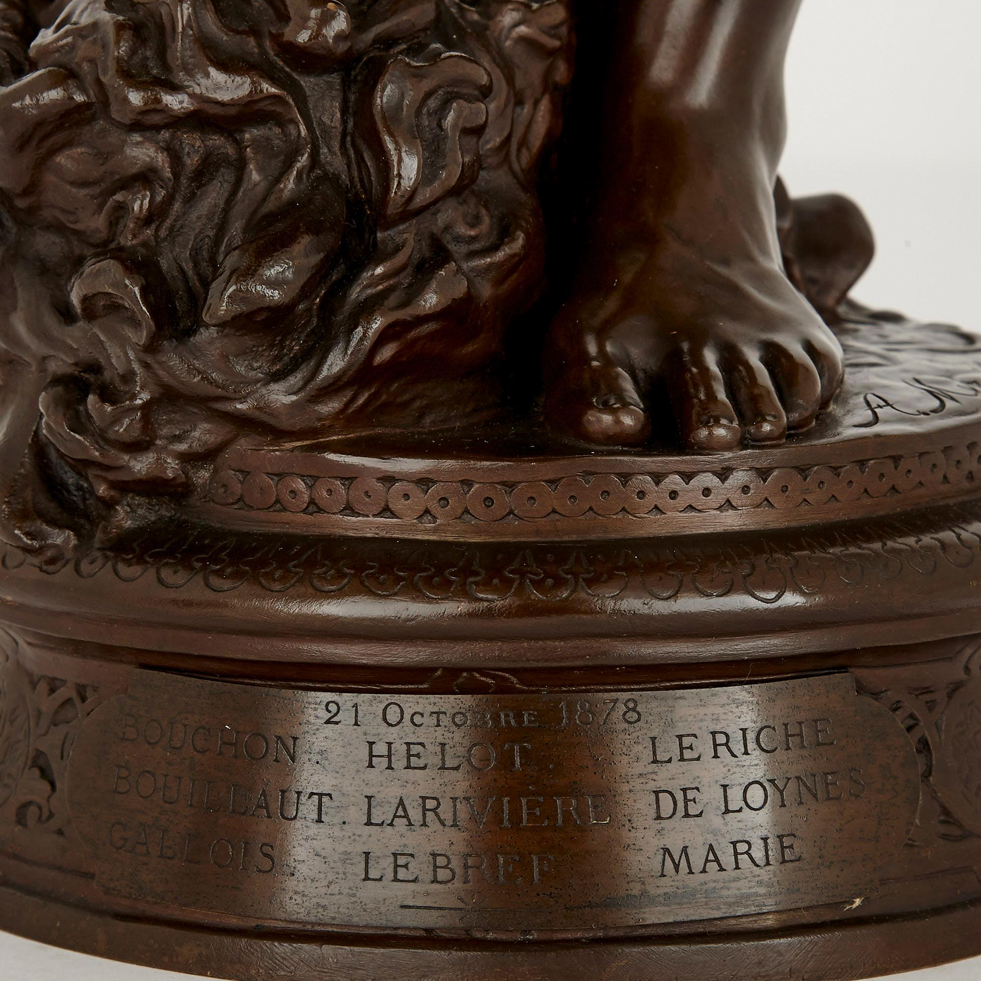 Grande sculpture française en bronze patiné de David par Mercié et Barbedienne Bon état - En vente à London, GB