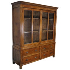 Large French Pine Country House Kitchen Cabinet, Late 19th Century