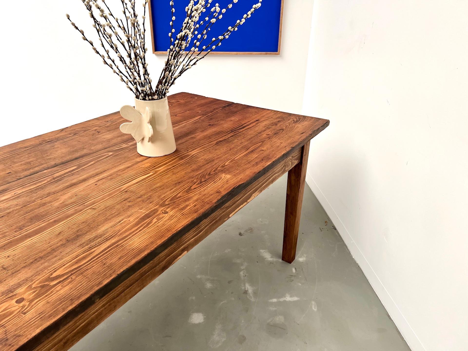 Large french pine farmhouse table – 1970s For Sale 6