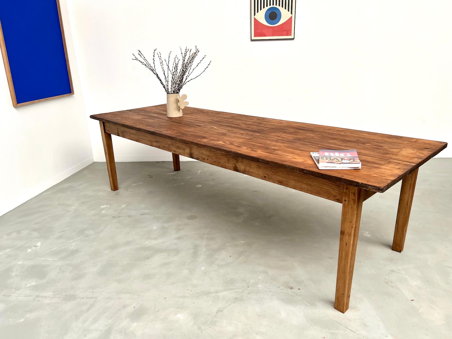 Large french pine farmhouse table – 1970s For Sale 9
