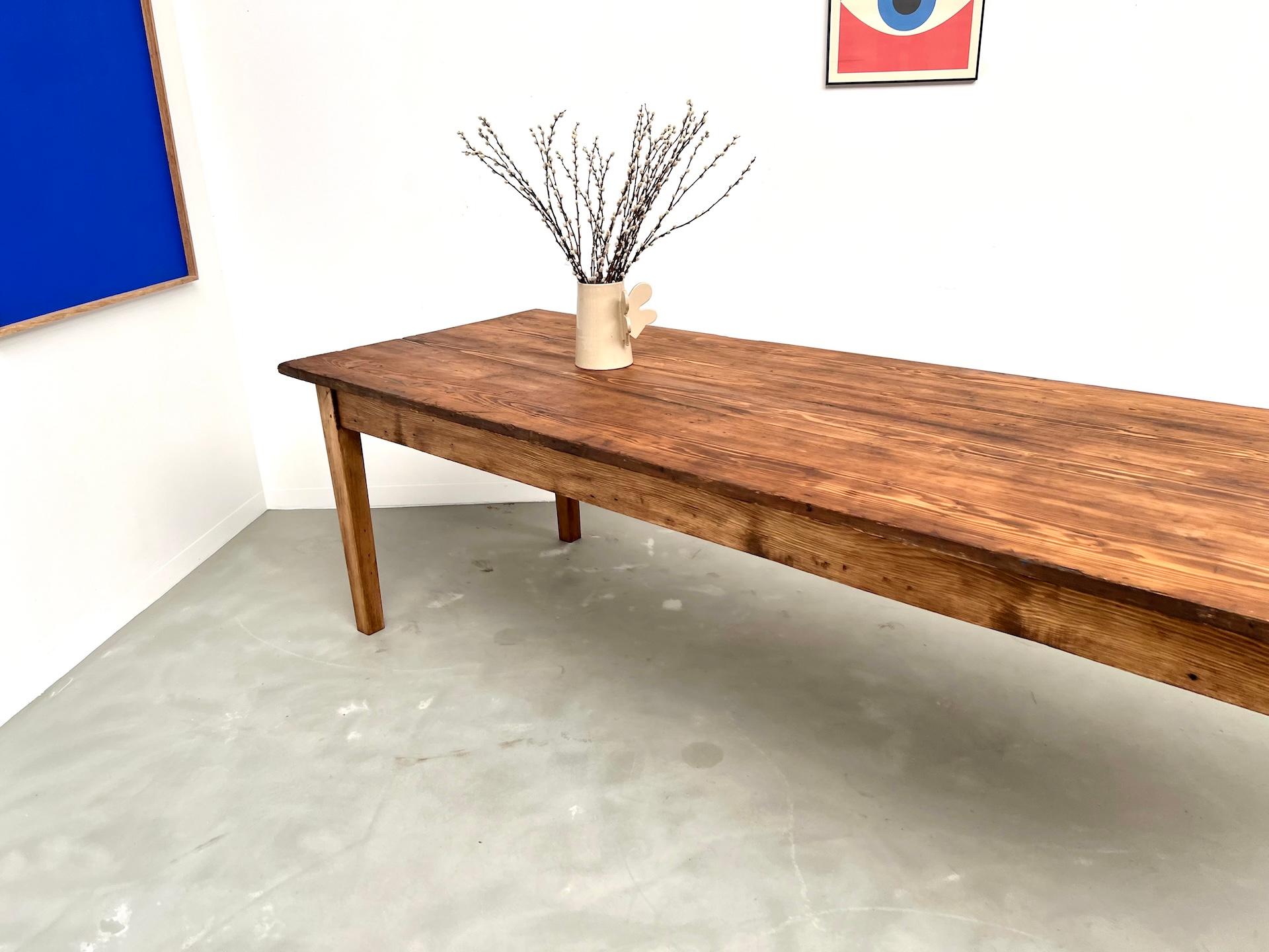 Large french pine farmhouse table – 1970s For Sale 10