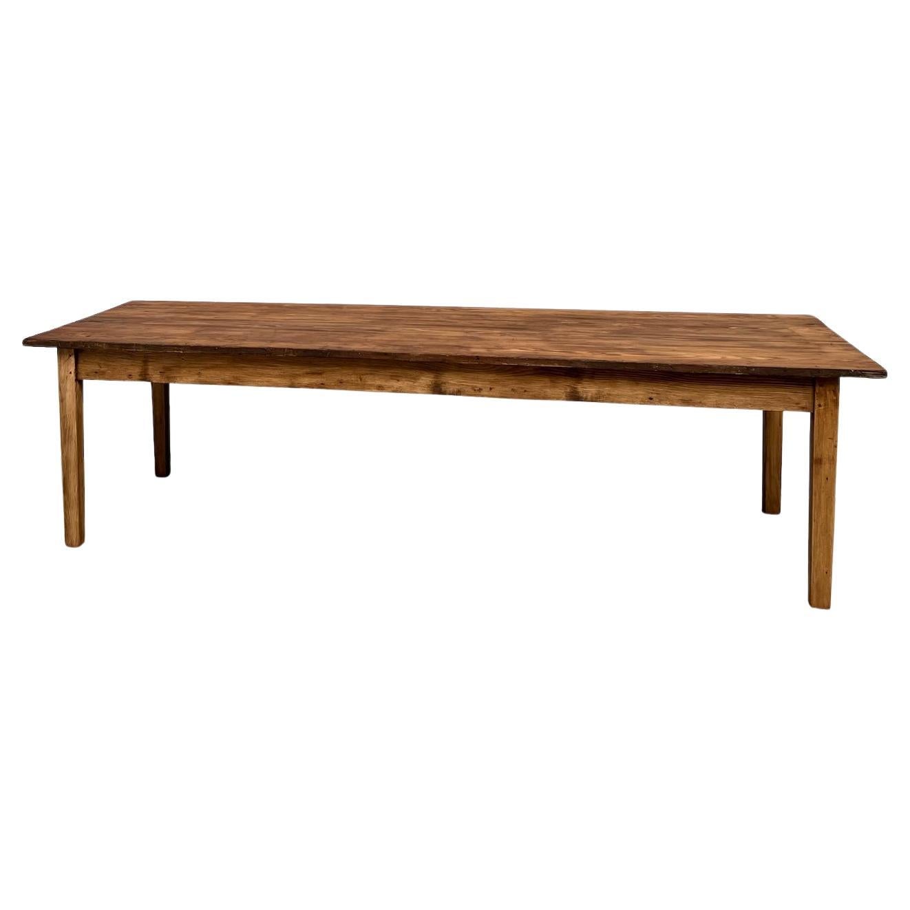 Large french pine farmhouse table – 1970s For Sale