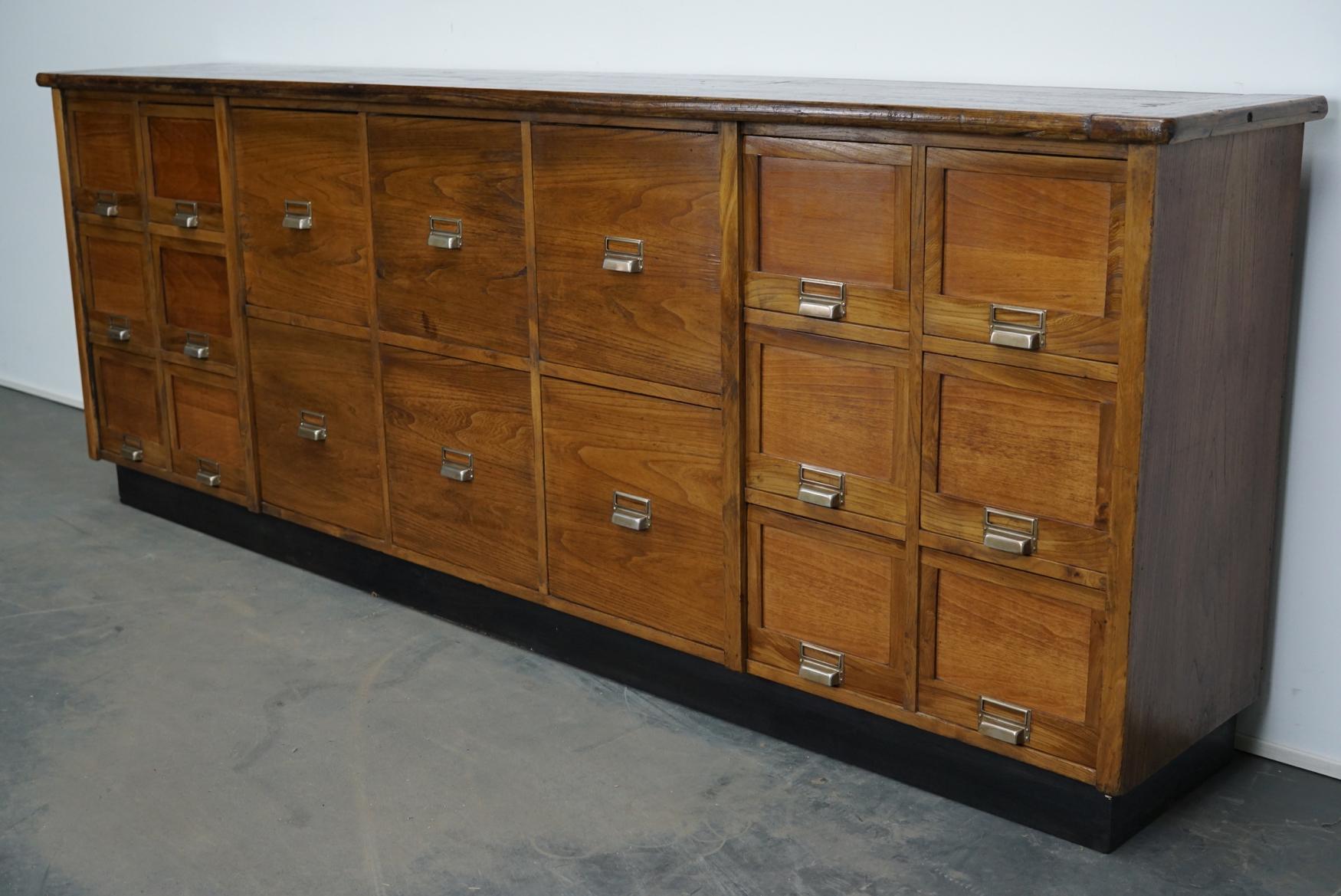 Veneer Large French Pine / Oak Apothecary Cabinet, 1950s