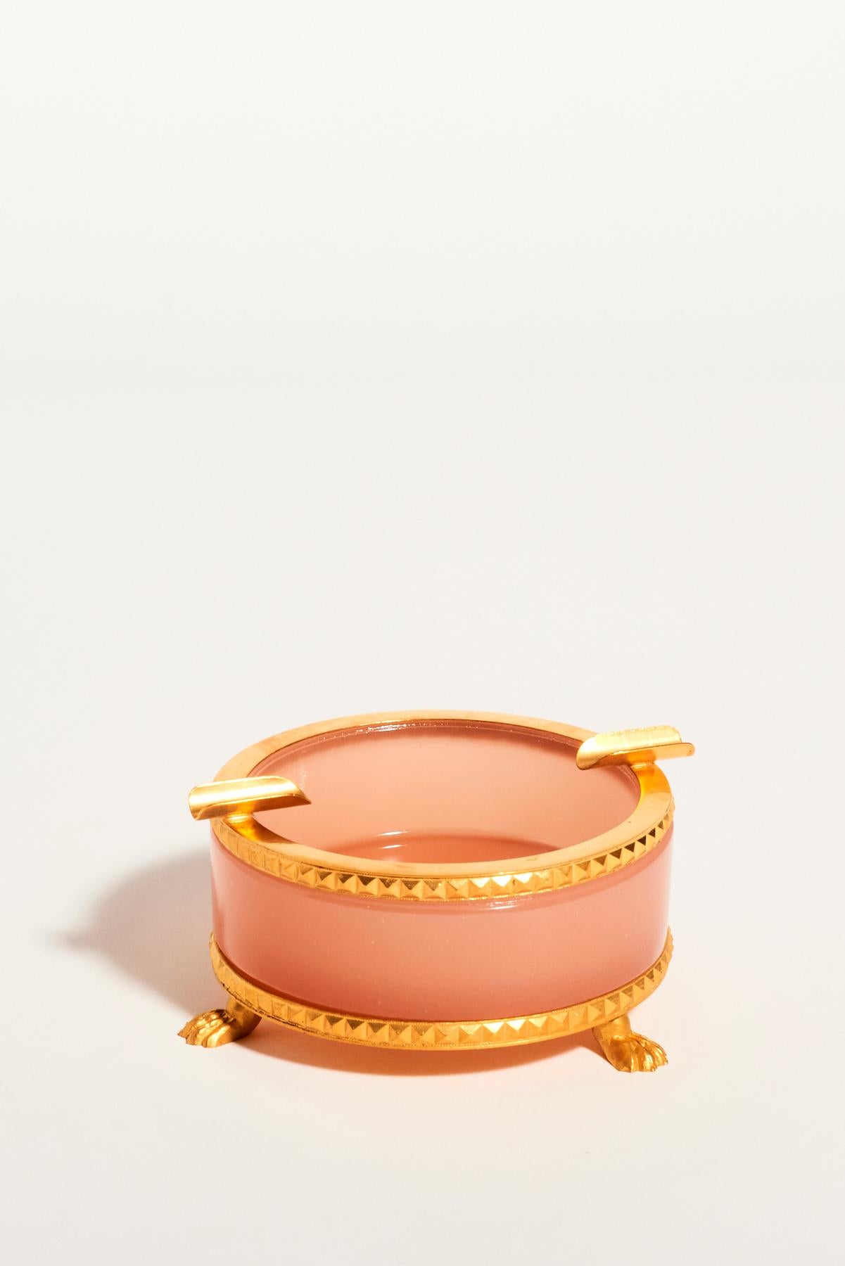 Lovely soft pink opaline glass ashtray from the 1940s.