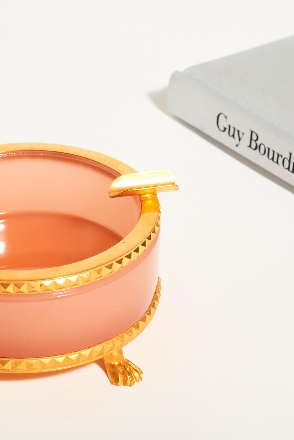 Large French Pink Opaline Glass Ashtray In Excellent Condition In New York, NY