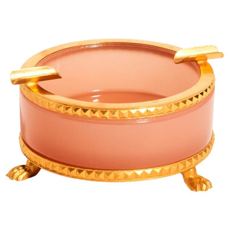 Large French Pink Opaline Glass Ashtray