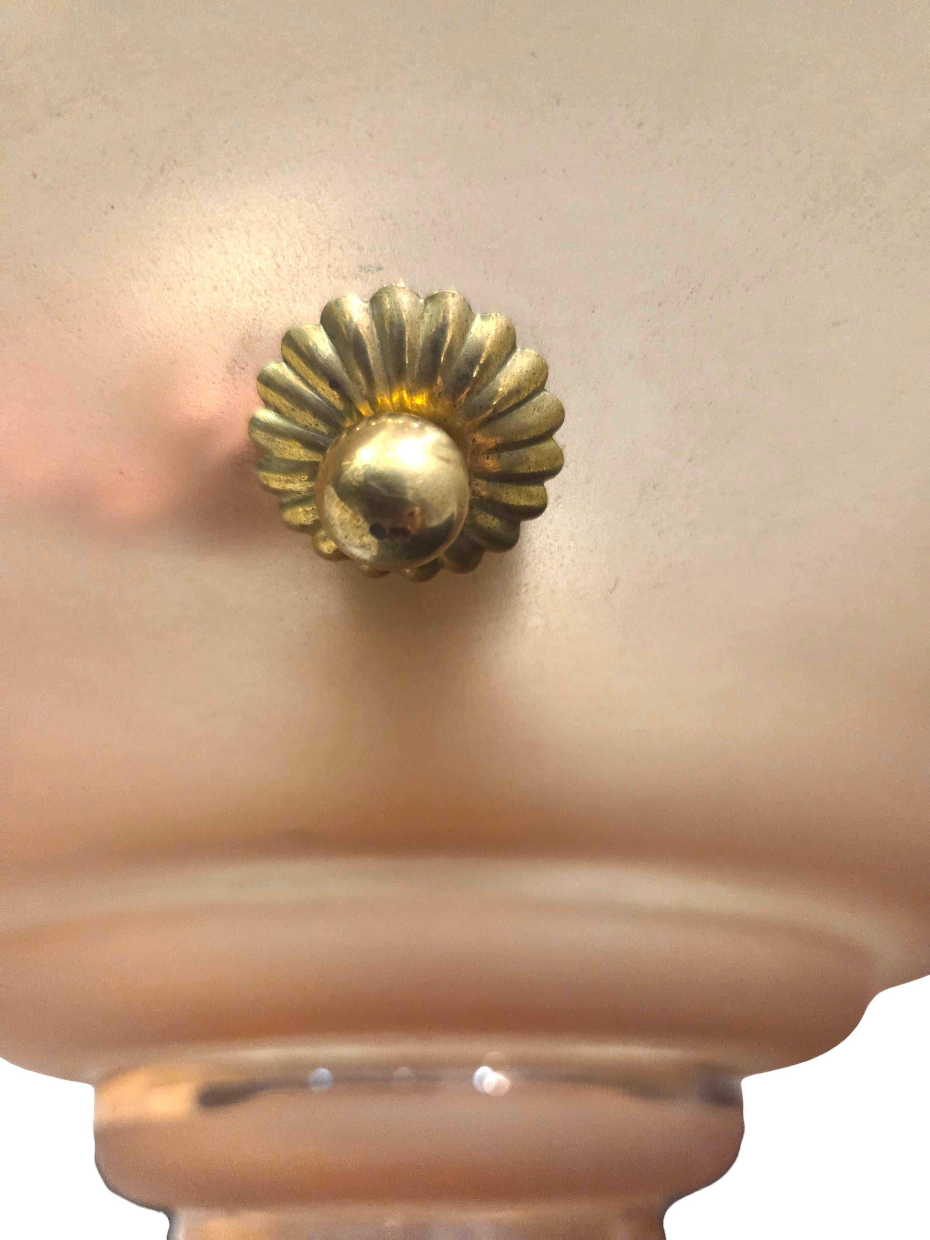 Grand pendentif en verre d'art français rose, saumon, rose avec cordelette en vente 4