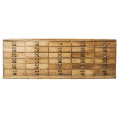 Large French Pitch Pine Hardware Shop Counter, Chest of Drawers
