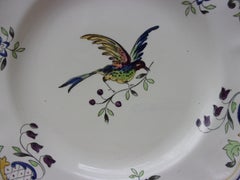 Grande assiette franaise avec oiseau Longchamp, modle Clry, vers 1930