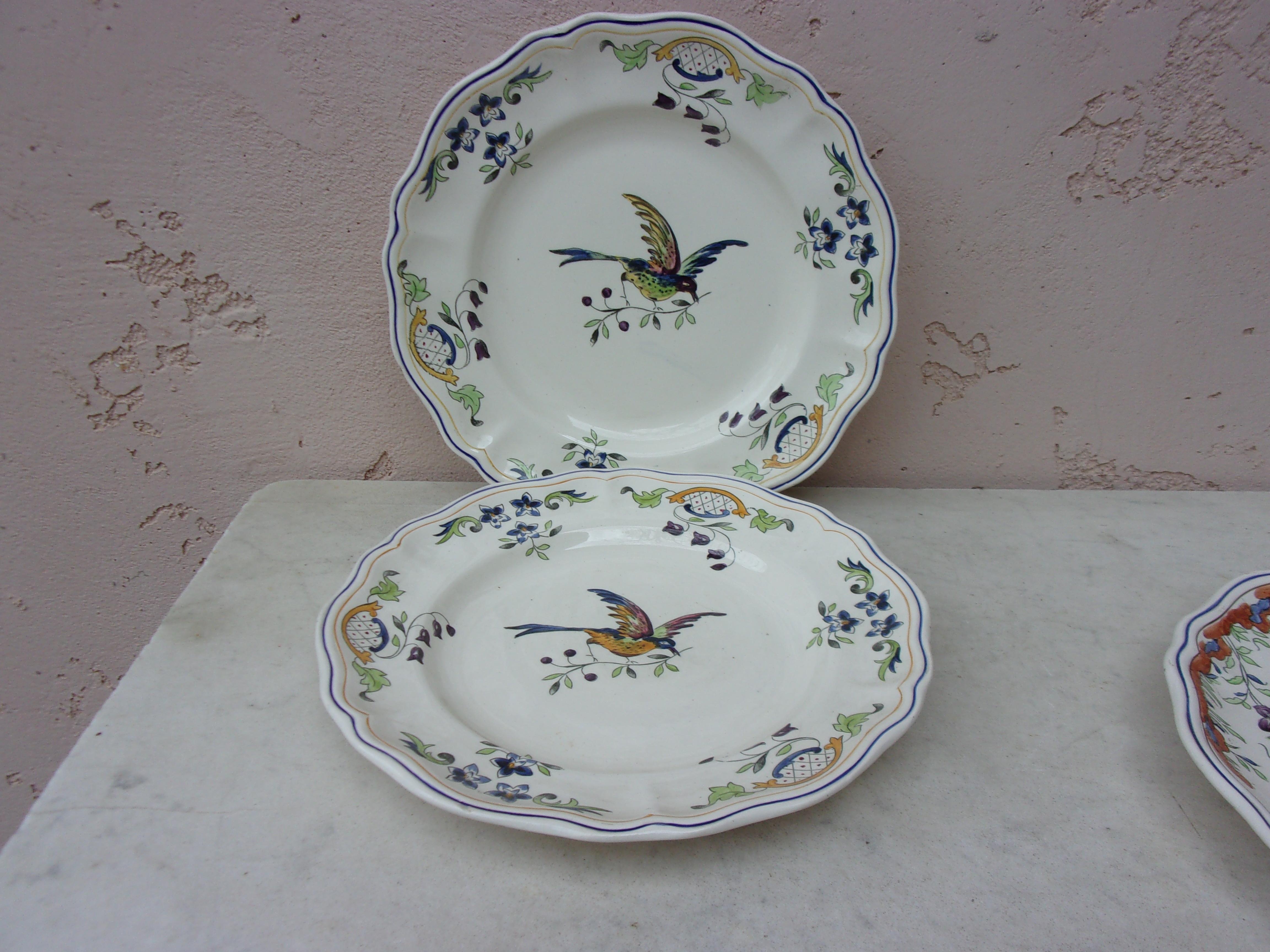 Mid-20th Century Large French Plate with Bird Longchamp Model Clery circa 1930