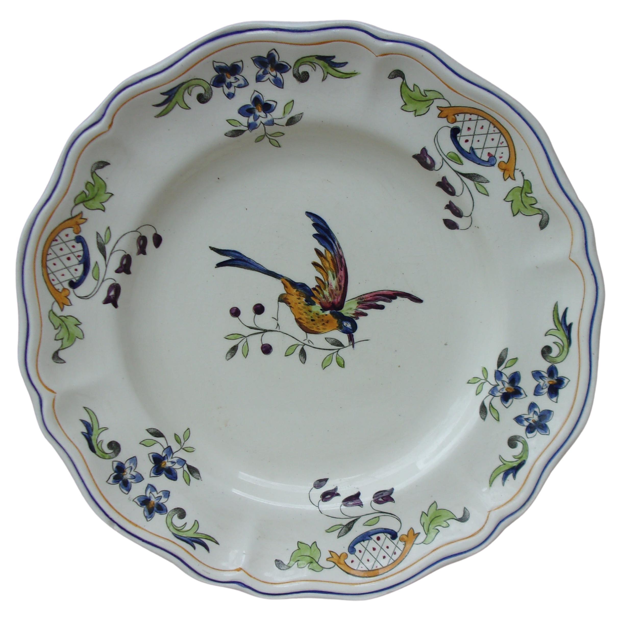 Large French Plate with Bird Longchamp Model Clery circa 1930