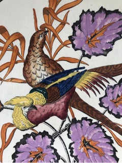 Large French Platter Pheasants & Begonia Leaves Longchamp, Circa 1890