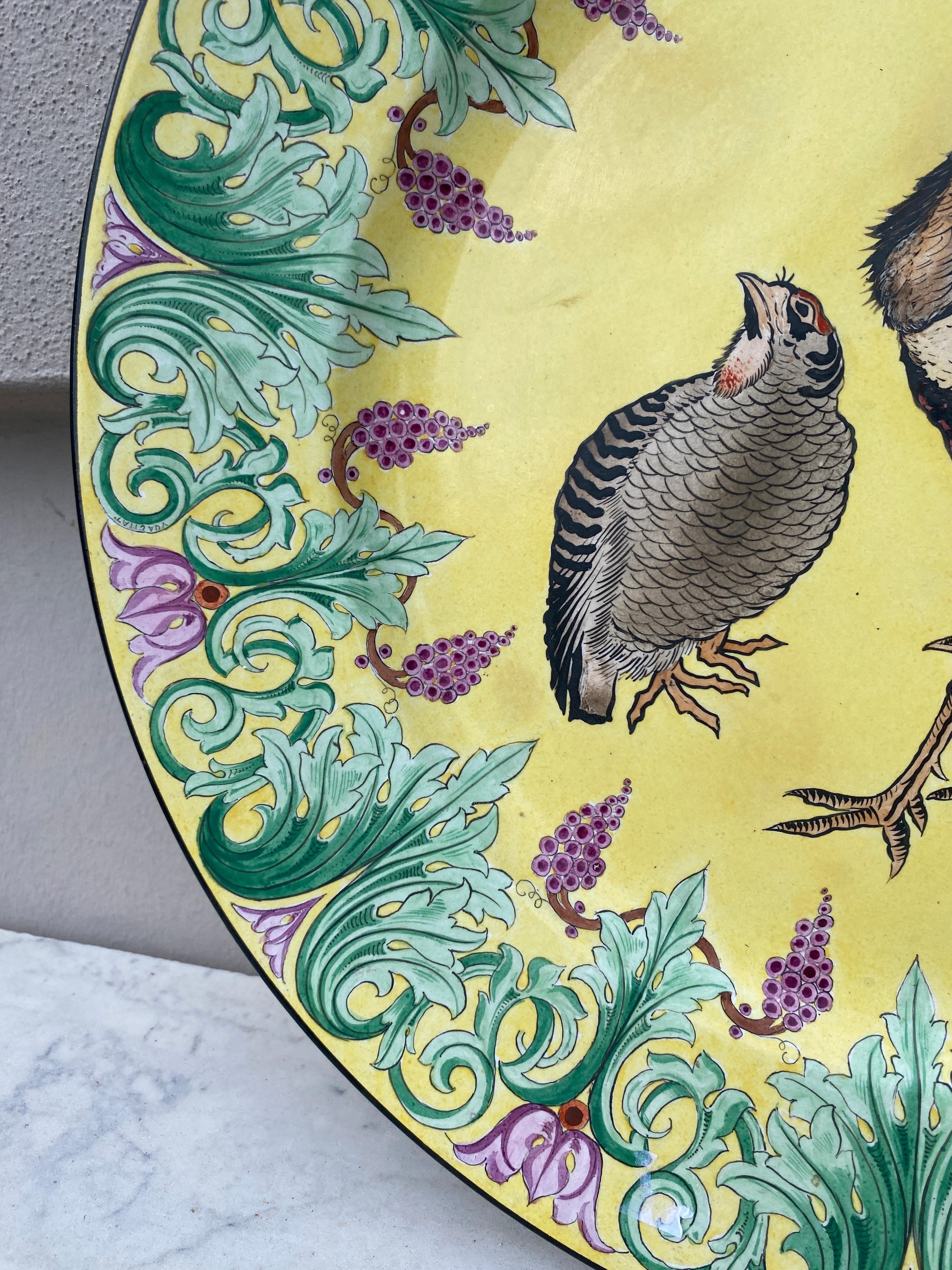 Rustic Large French Platter Rooster Choisy le Roi, circa 1840 For Sale