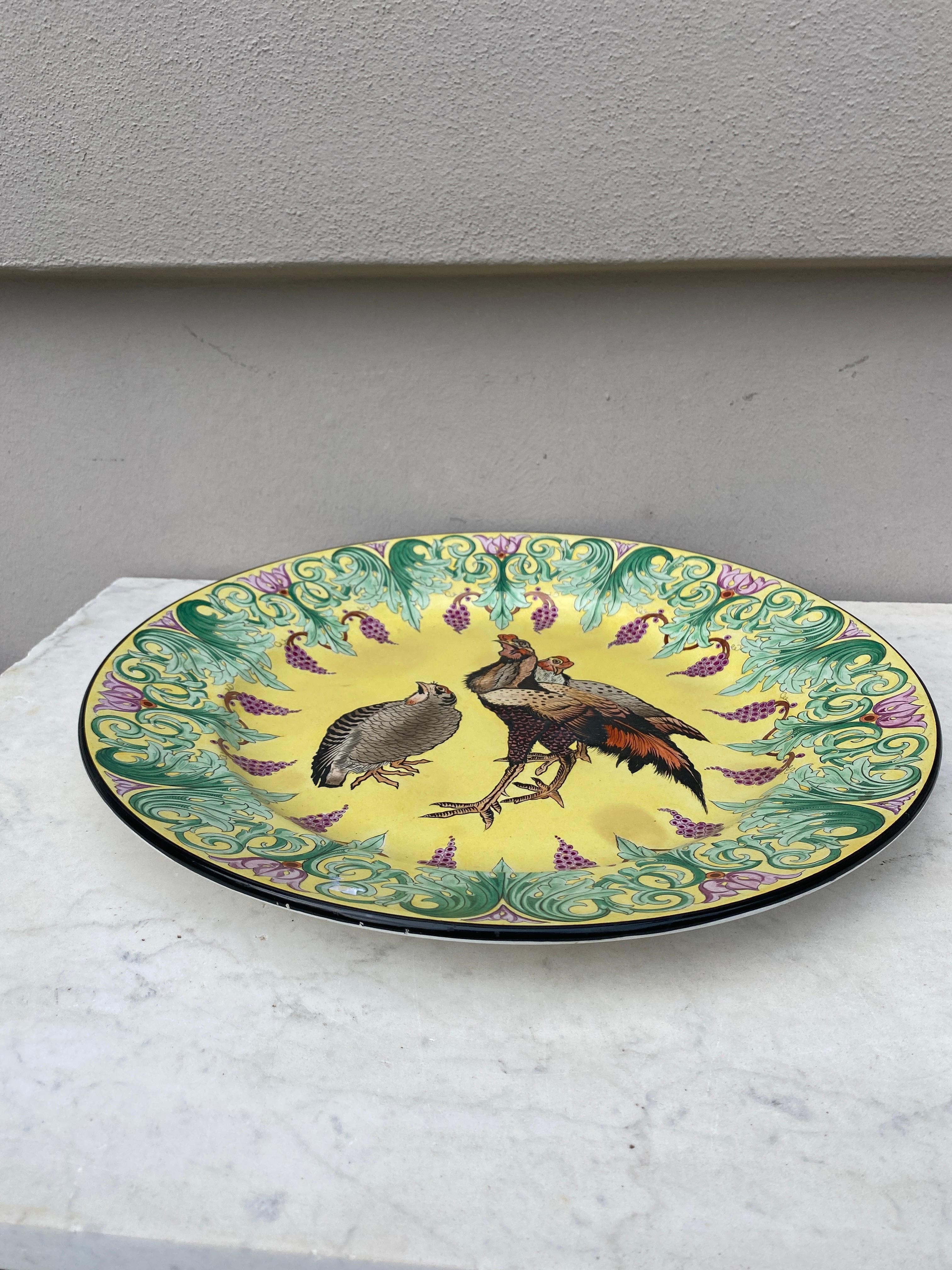 Mid-19th Century Large French Platter Rooster Choisy le Roi, circa 1840 For Sale
