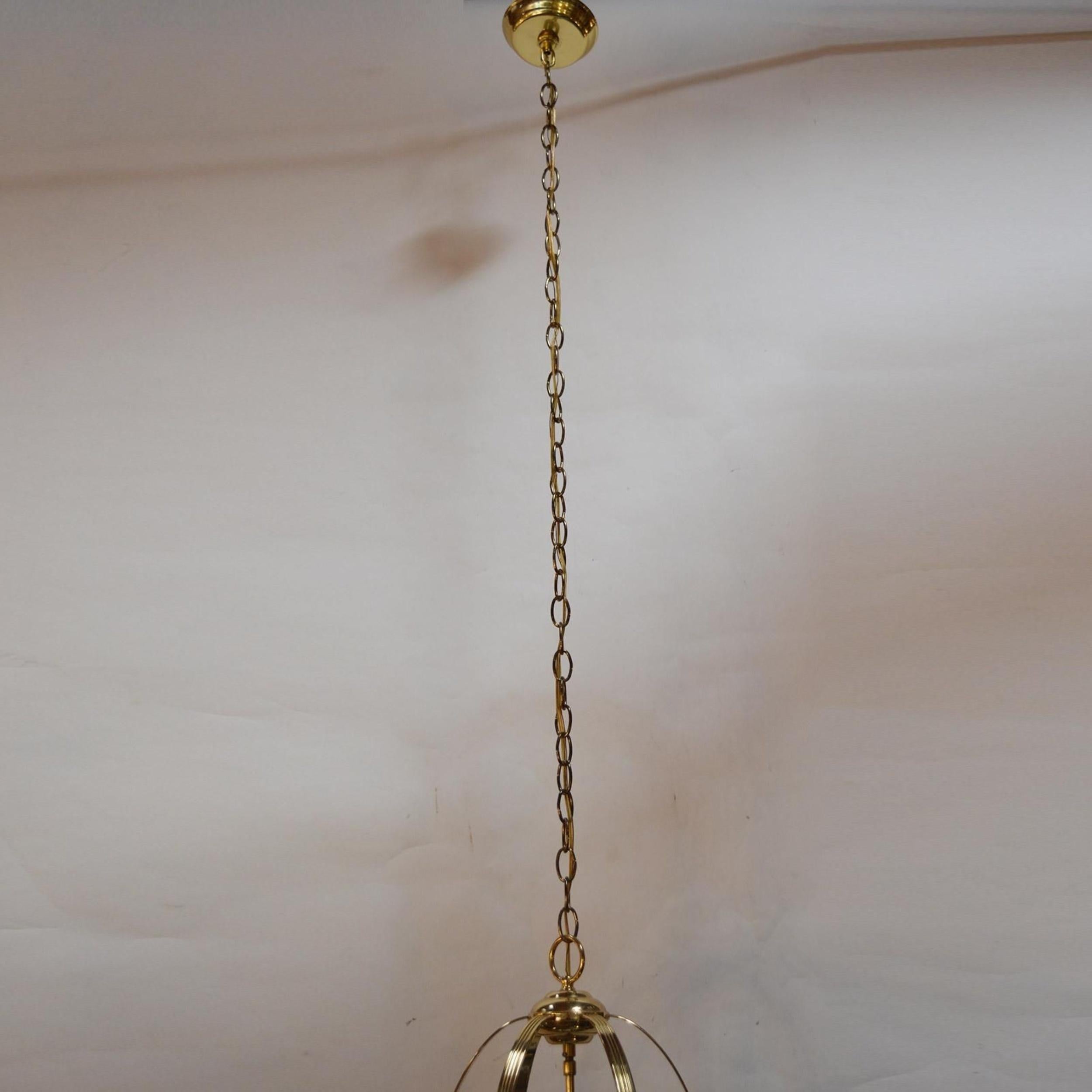 Mid-20th Century Large French Polish Brass Lantern, 1950 For Sale