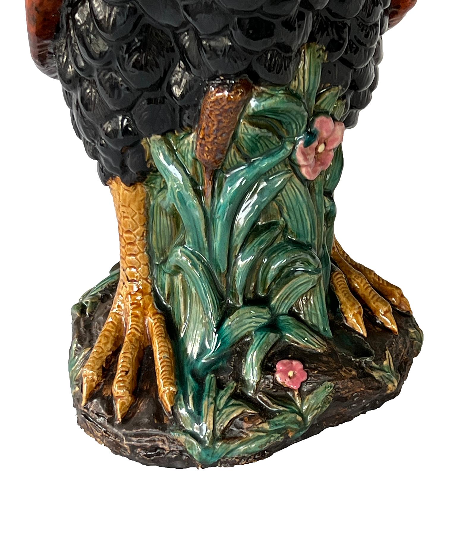 Large French Polychromed Ceramic Rooster in the Manner of Choisy-le-Roi For Sale 3