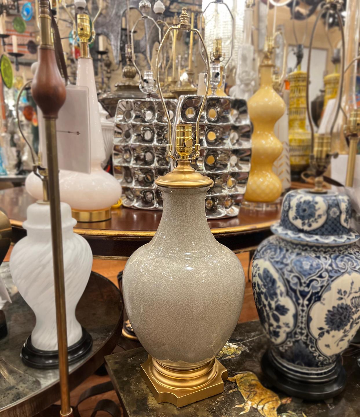 Mid-20th Century Large French Porcelain Lamp For Sale