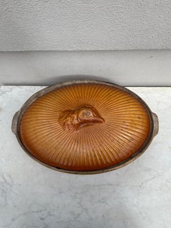 Gran sopera de faisán de mayólica francesa circa 1930