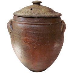 Antique Large French Pottery Salting Jar from Normandy