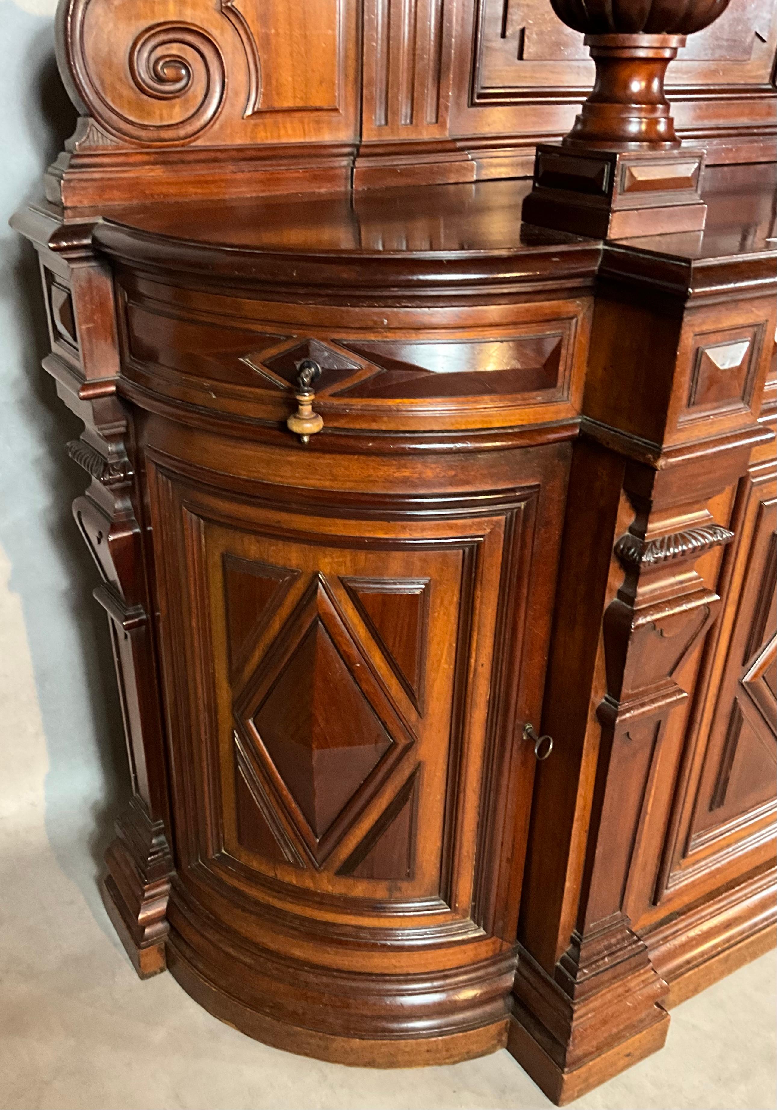 Louis Philippe Large French Presentation Buffet Solid Mahogany 19th Century For Sale