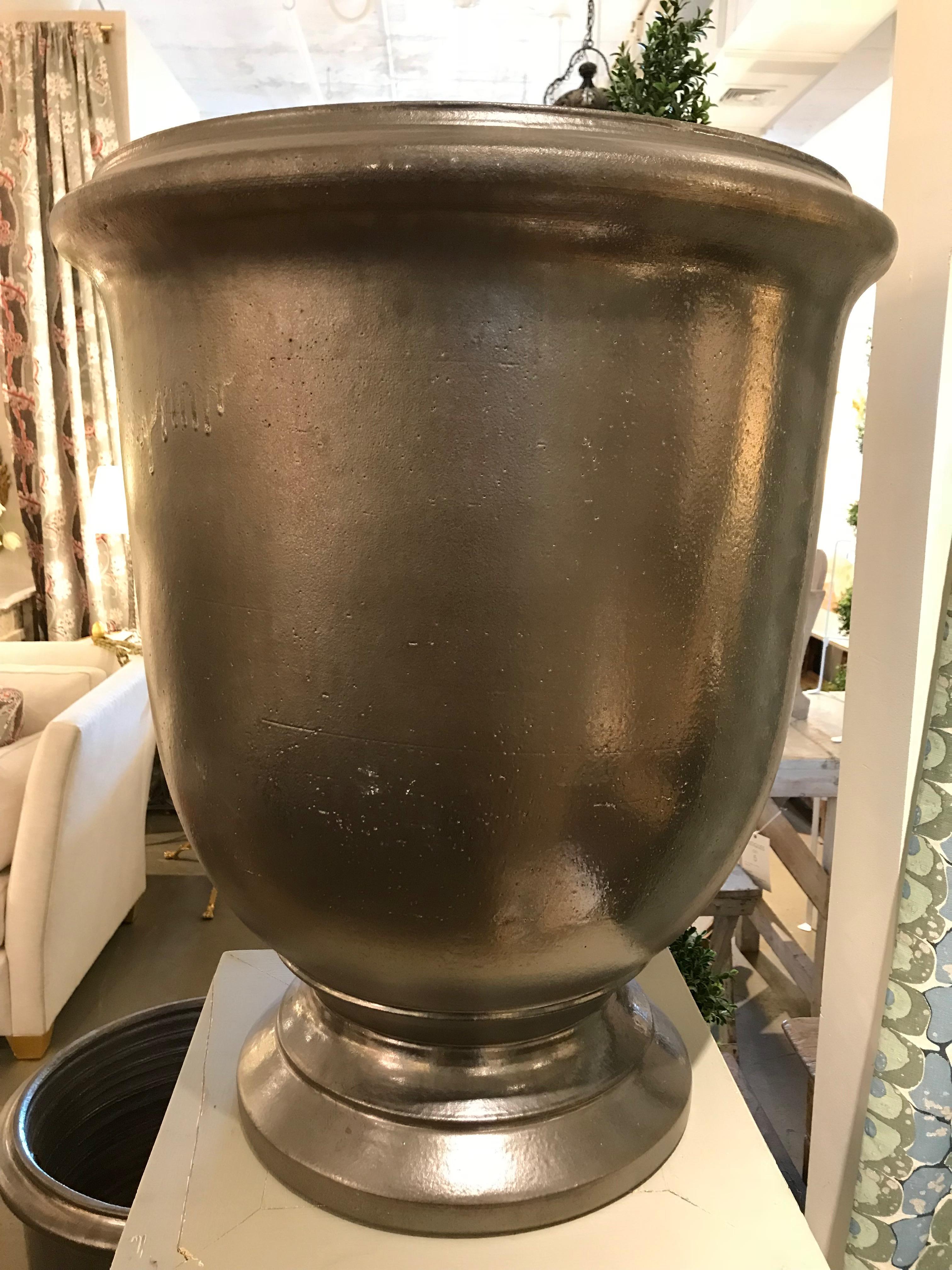 Large French Provence Graphite Colored Urn 6