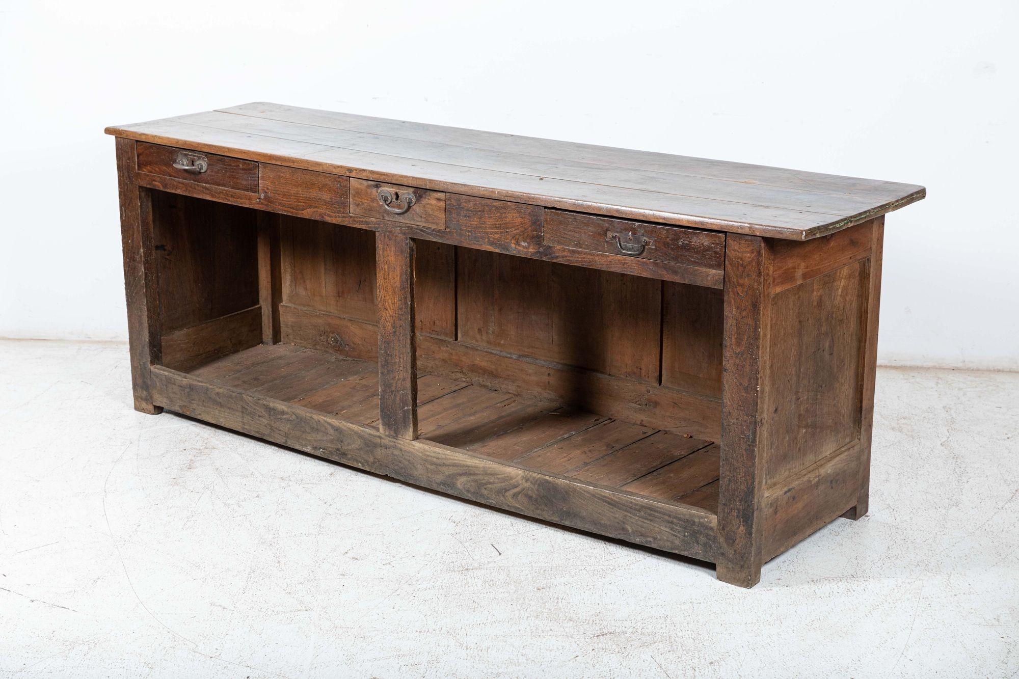 Large French Provincial 19thC Oak & Elm Shop Counter In Good Condition In Staffordshire, GB