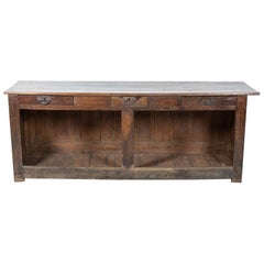 Large French Provincial 19thC Oak & Elm Shop Counter