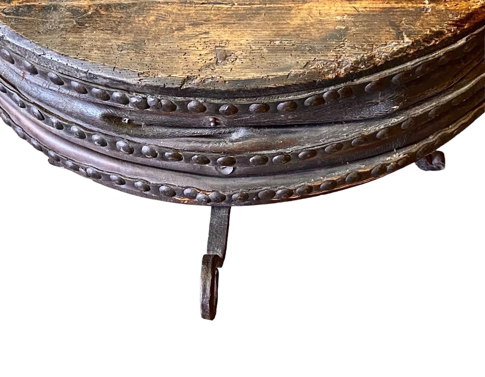 Large French Provincial Carved Beech and Iron Blacksmith’s Bellows 3