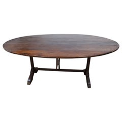 Antique Large French Provincial Chestnut Tilt-Top Wine Tasting Table