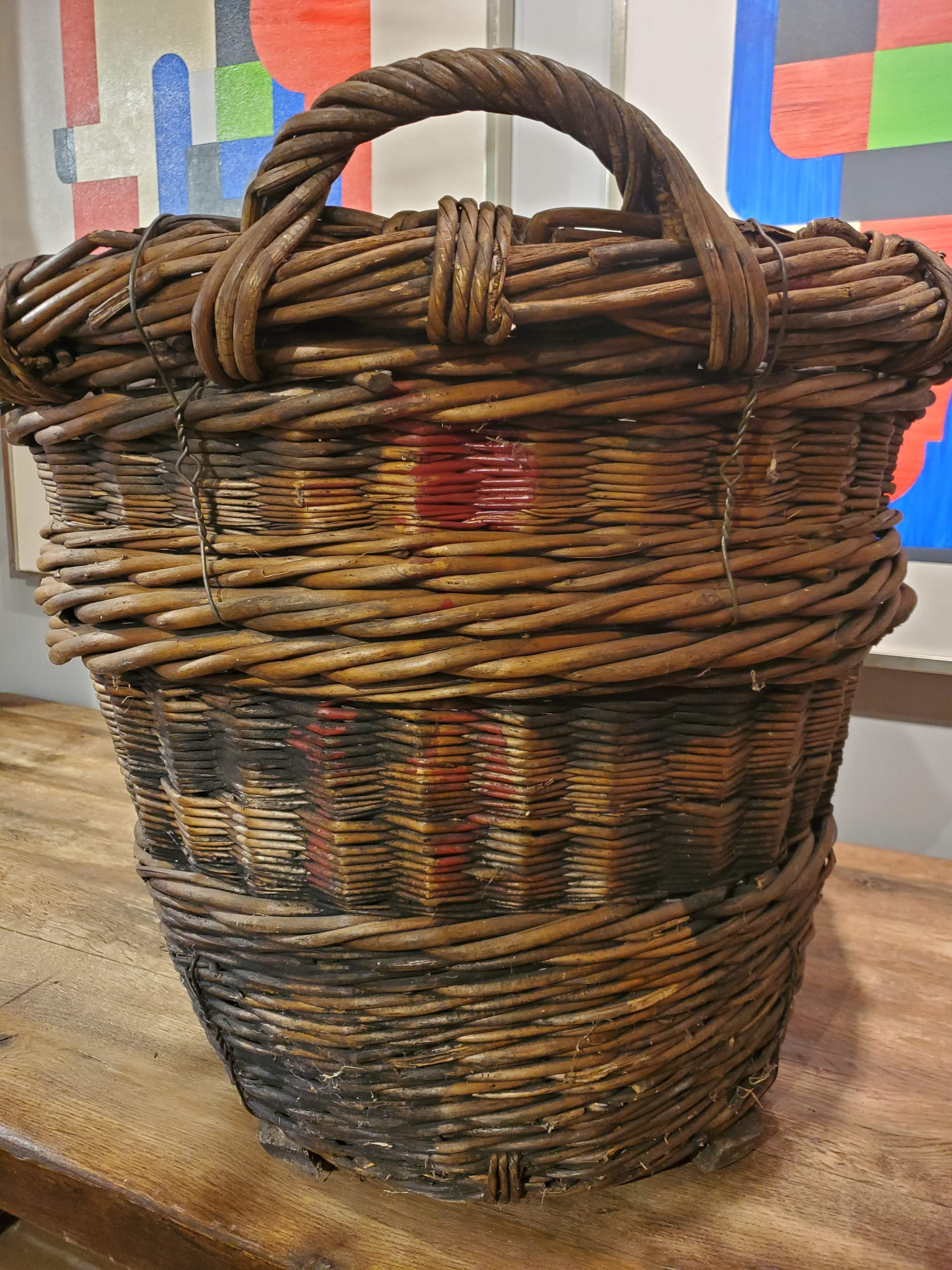 19th Century Large French Provincial Grape Harvesting Woven Basket