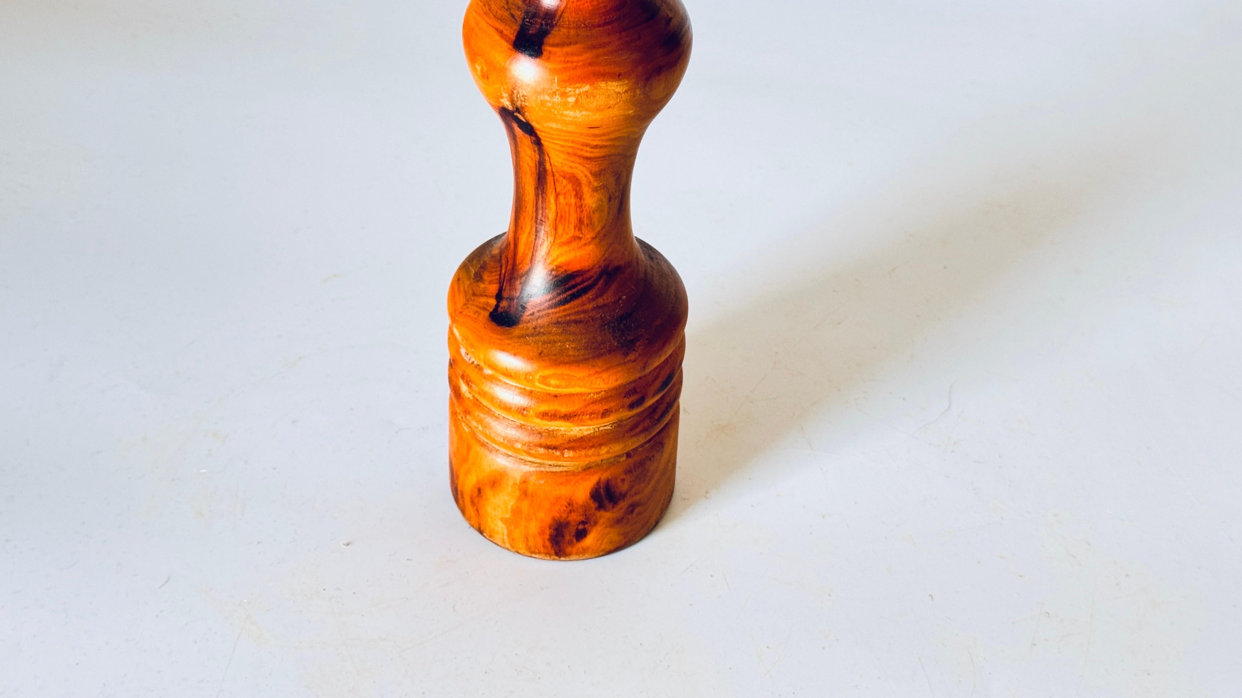 20th Century Large French Provincial Olive Wood Pepper Mill, 1960s, Hand-Carved For Sale