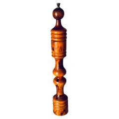 Vintage Large French Provincial Olive Wood Pepper Mill, 1960s, Hand-Carved