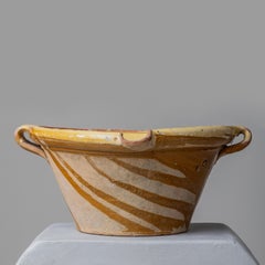 Large French Provincial Terracotta Confit Pot with Ochre Glaze