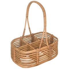 Vintage Large French Rattan Bottle Holder