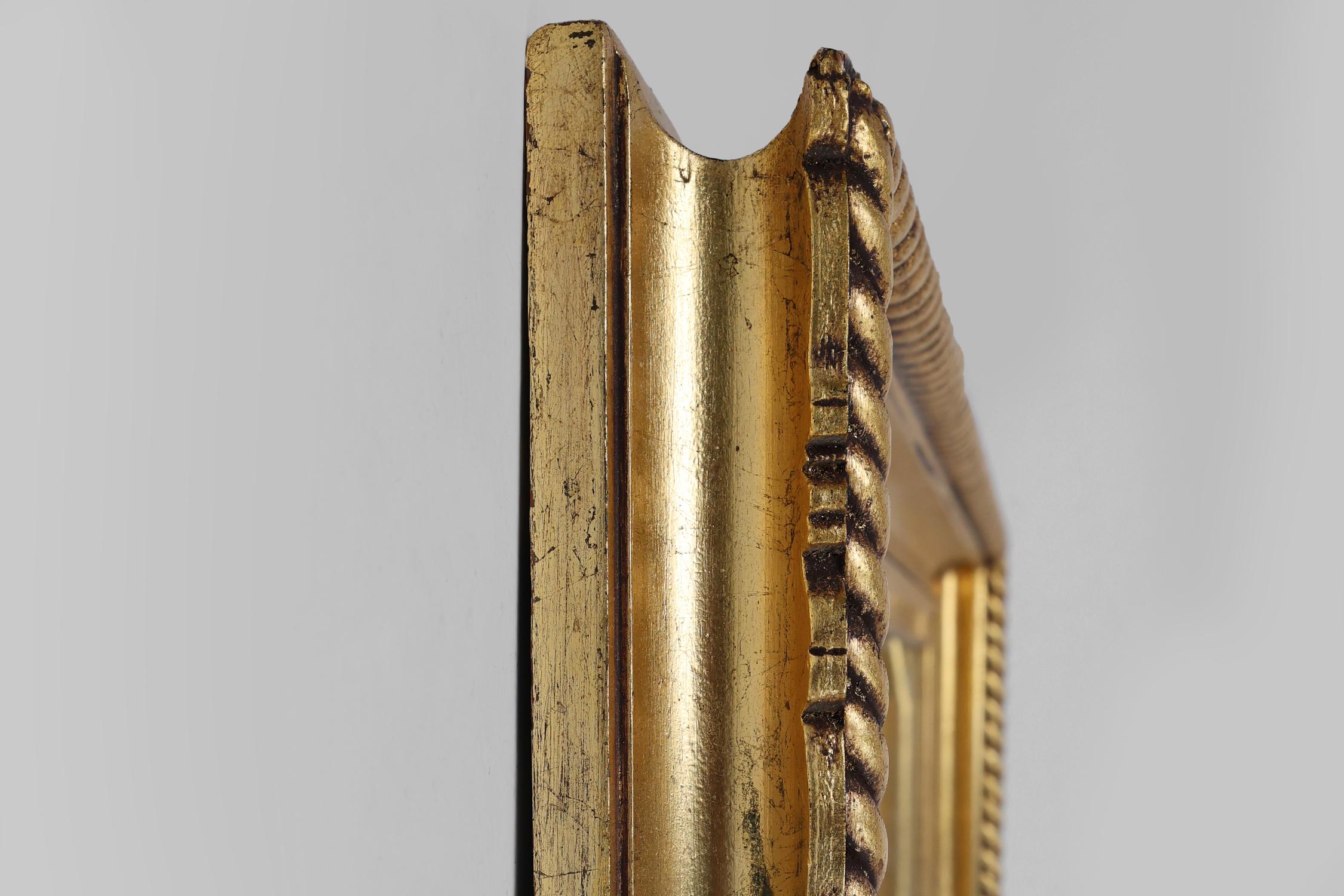 Miroir Grand miroir rectangulaire biseauté en bois doré, vers 1900