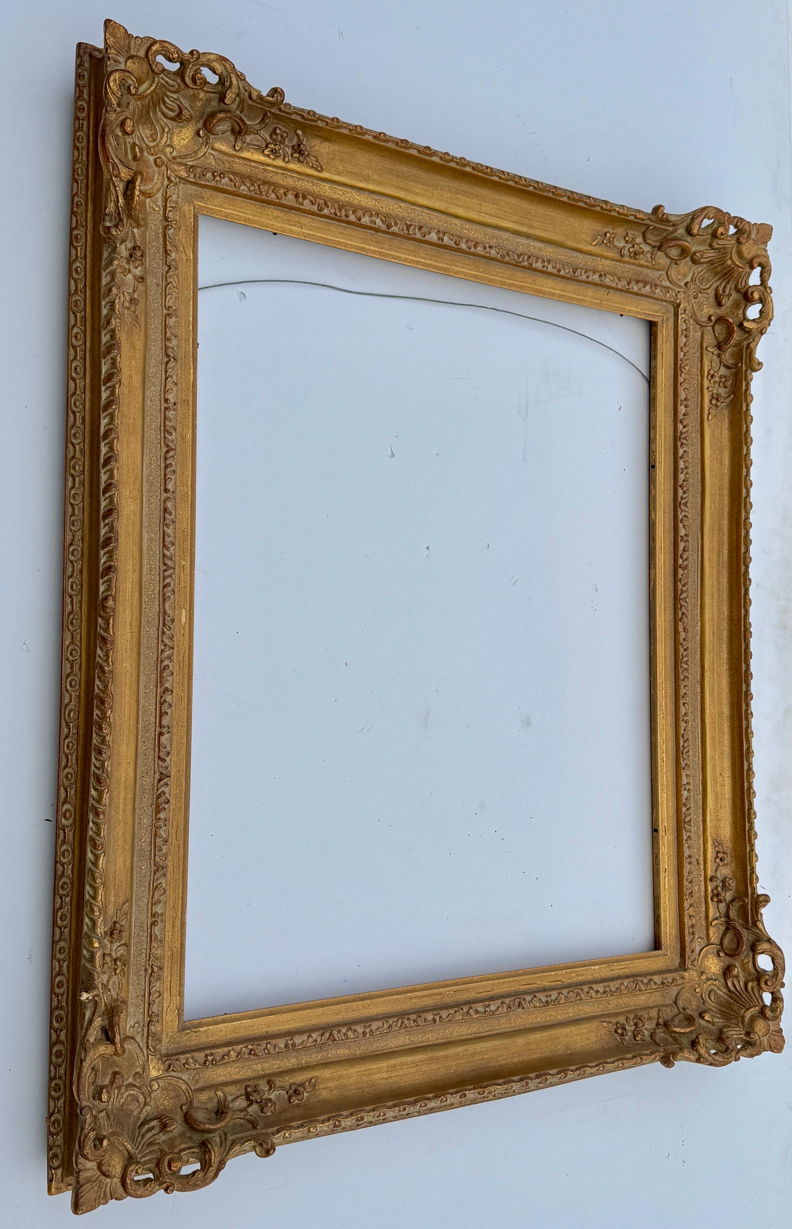 Large French Rectangular Art Frame Gold Gilt in the Style of Rococo For Sale 5