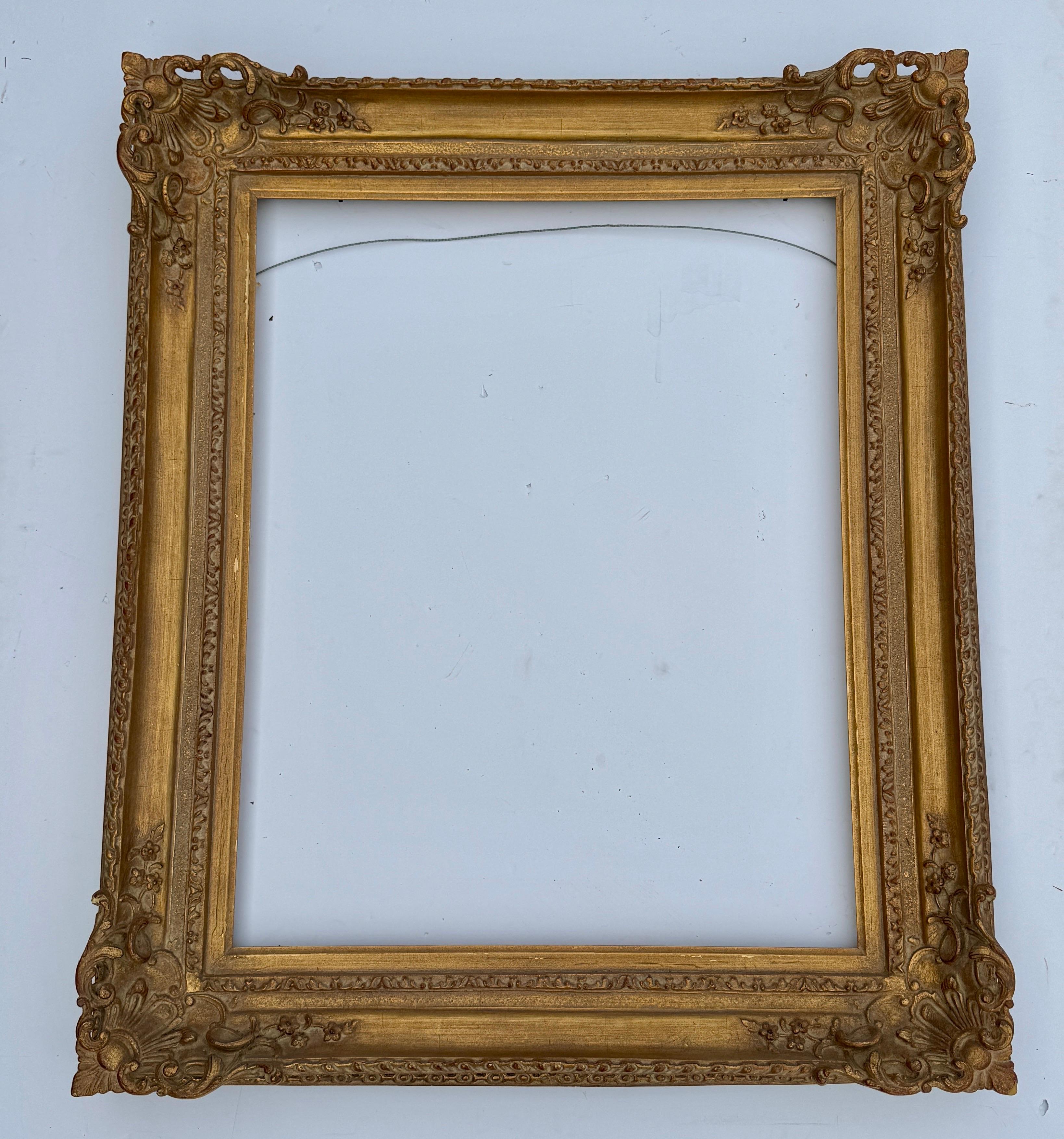 Large French Rectangular Art Frame Gold Gilt in the Style of Rococo For Sale 6