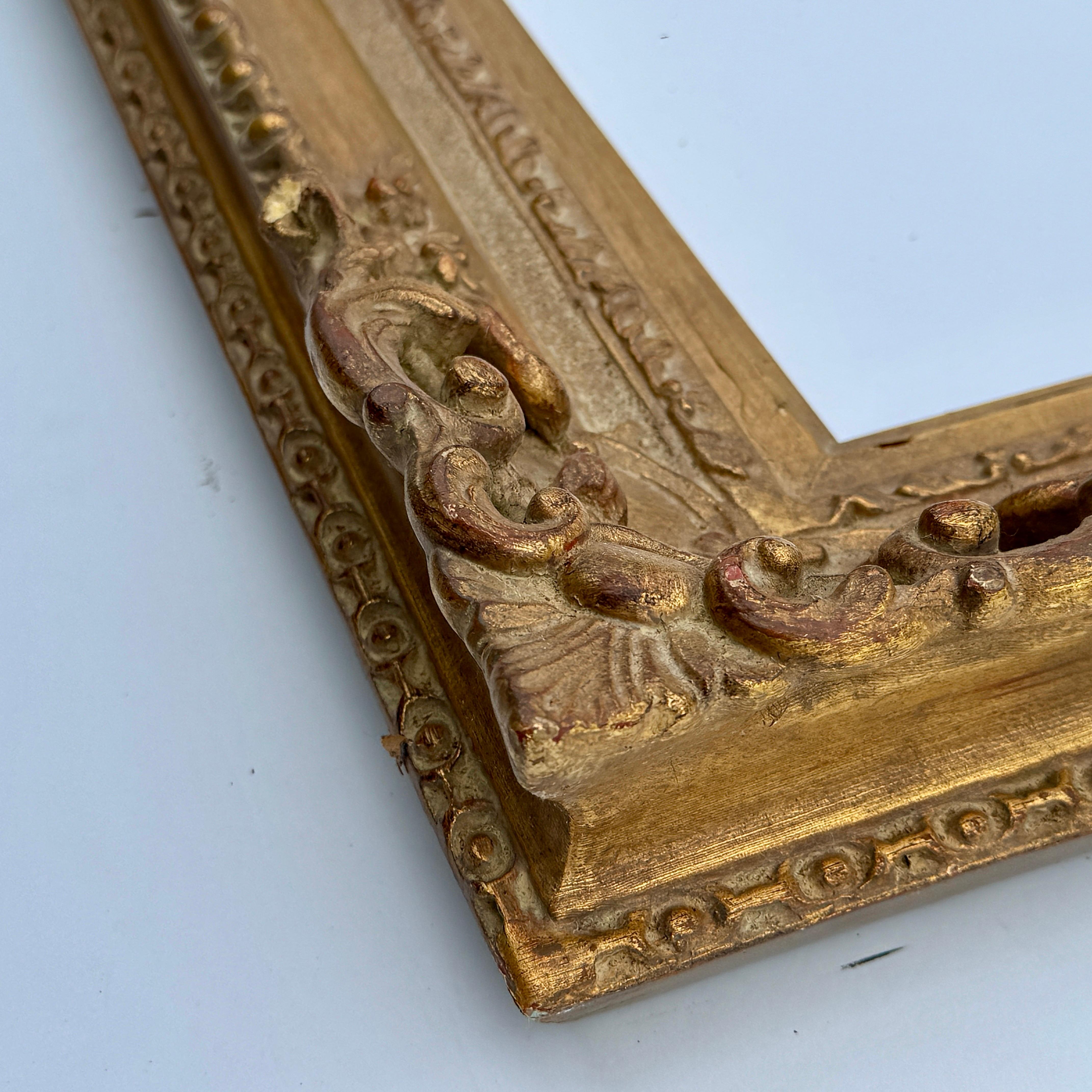 Large French Rectangular Art Frame Gold Gilt in the Style of Rococo For Sale 8